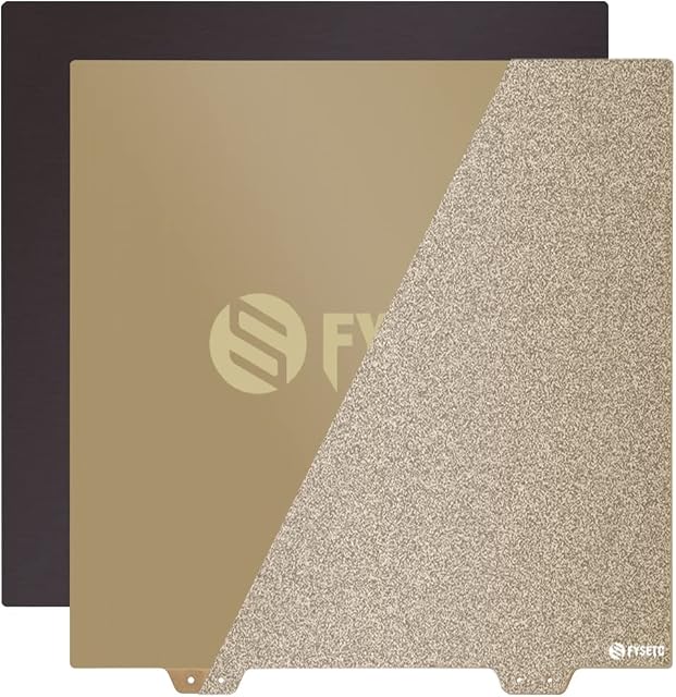 Toaiot 3D Printer CR10 JanusBPS Flexible Removable Double Side (Gold Powder Coated+ Smooth PEI) 310x310mm/12.2in Magnetic Build Plate PEI Metal Sheet Bed+Bottom with Adhesive Compatible with CR-10
