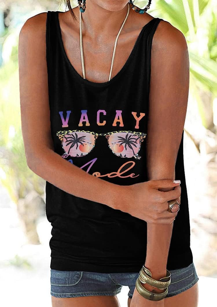 Vacay Mode Tank Top Women Summer Beach Tanks Hawaii Vacation Shirt Loose Sleeveless Casual Tee Top - Image 3
