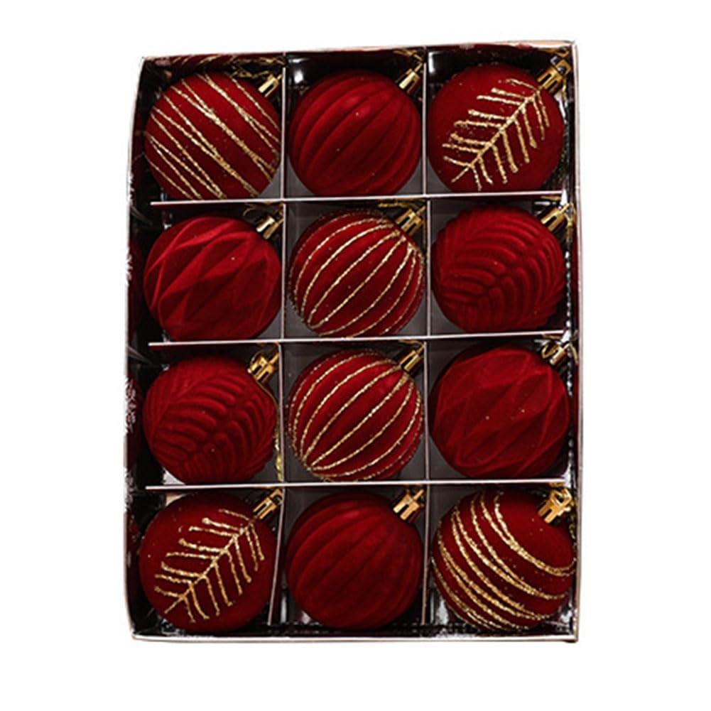 CTRLZS 12PCS 6CM Christmas Ball Ornaments Tree Decorations for Holiday Wedding Christmas Tree Decoration Hanging Ball A