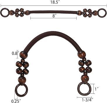 Jucoan 8 PCS Wooden Beaded Purse Handles, 4 Colors Rustic Bead Purse Strap Handles Replacement, 18.5 Inch Nylon Bag Handles with Beads and Rope for Summer Beach Bag Macrame Crochet Bag DIY Supplies