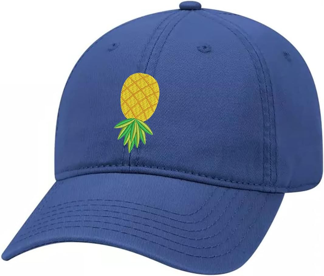 Trenz Shirt Company Upside Down Pineapple Embroidered Twill Baseball Cap Unisex Dad Hat with Adjustable Metal Buckle Back