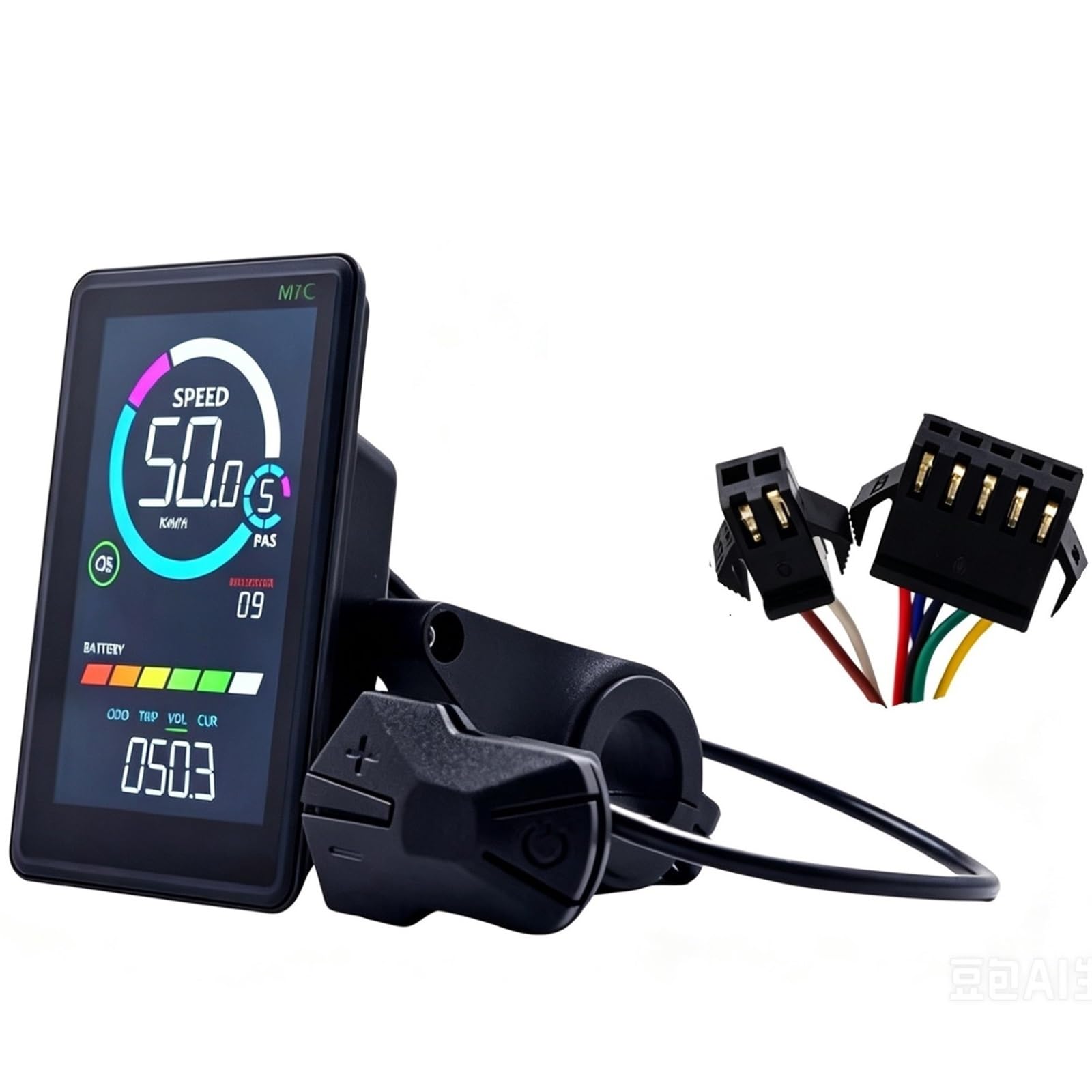 bdfndjnm M7C-2 UART2 E-bike Colour LCD Screen, 24V-60V Display Unit, USB Interface & Waterproof SM Connector(5PIN)