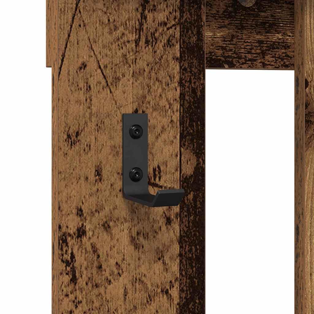 Wandmontierter Garderobenständer aus Holzwerkstoff in Altes Holz - Modernes Design, Robust und Langlebig für Flur, Wohnzimmer und Schlafzimmer