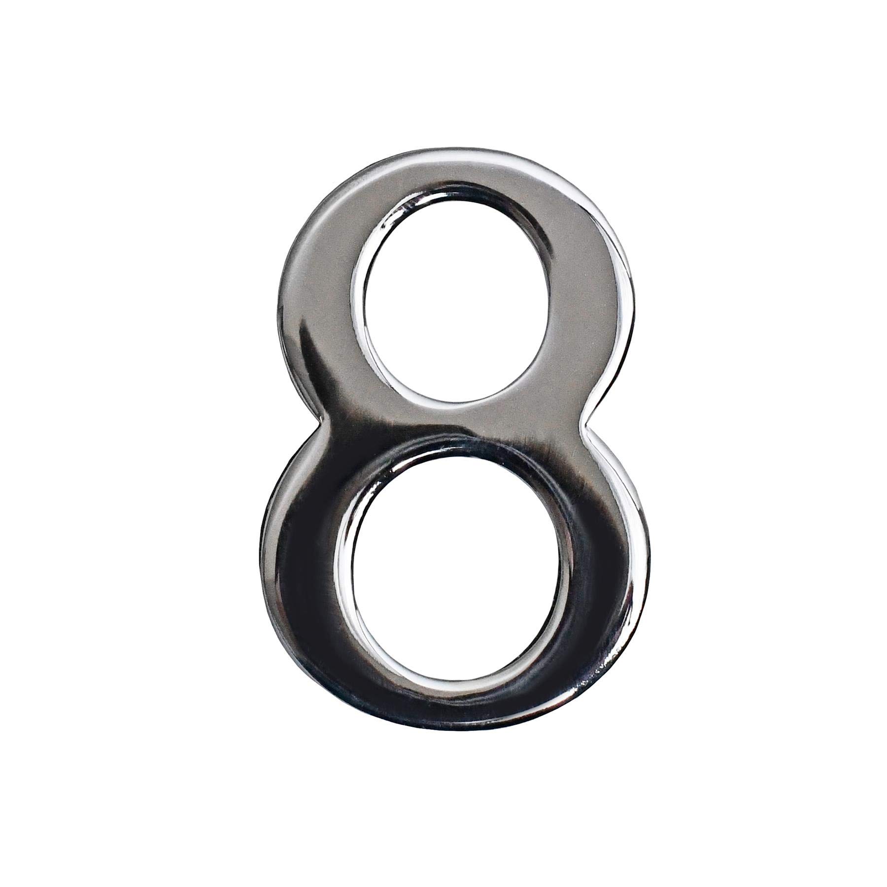 Black Country Metal Works Ltd Classic 1.5" Bright Chrome Number 8 with Fusion- Fix Adhesive