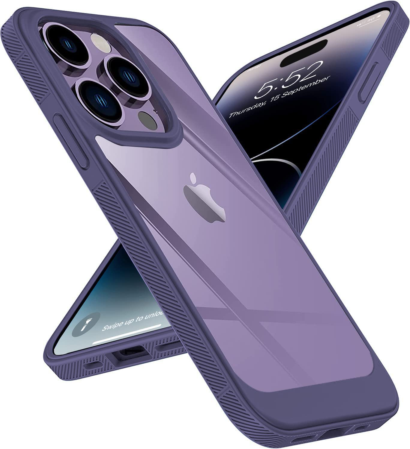 Elzzi Back Cover for iPhone 14 Pro Max Case 6.7 inch | Clear Glass Ultra Hybrid Drop and Camera Protection Hard Back Case for iPhone 14 Pro Max (TPU + Polycarbonate | Purple)