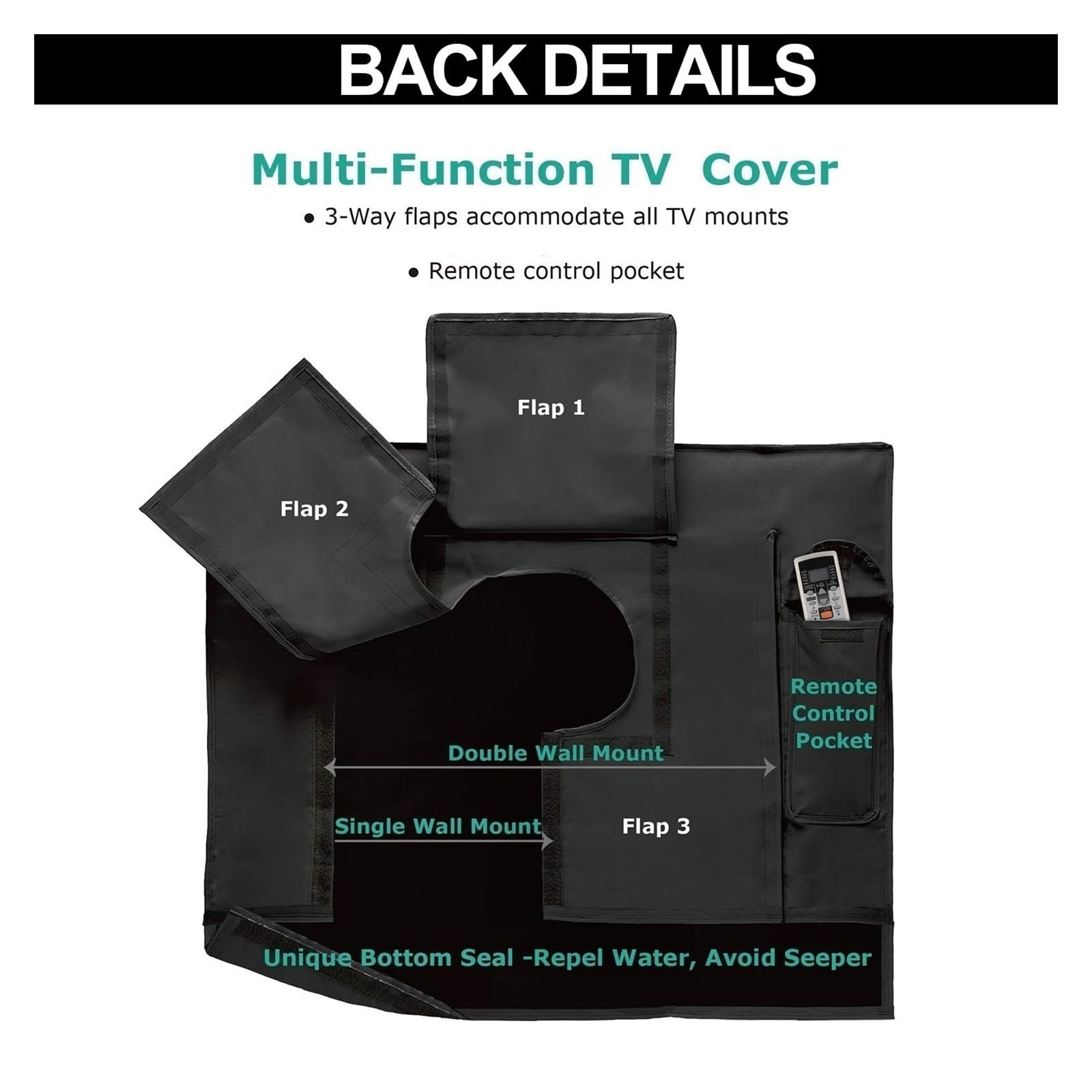 Funda TV Exterior Funda for TV Exterior 600D Protector de Pantalla for TV Plana con Bolsillo(M)