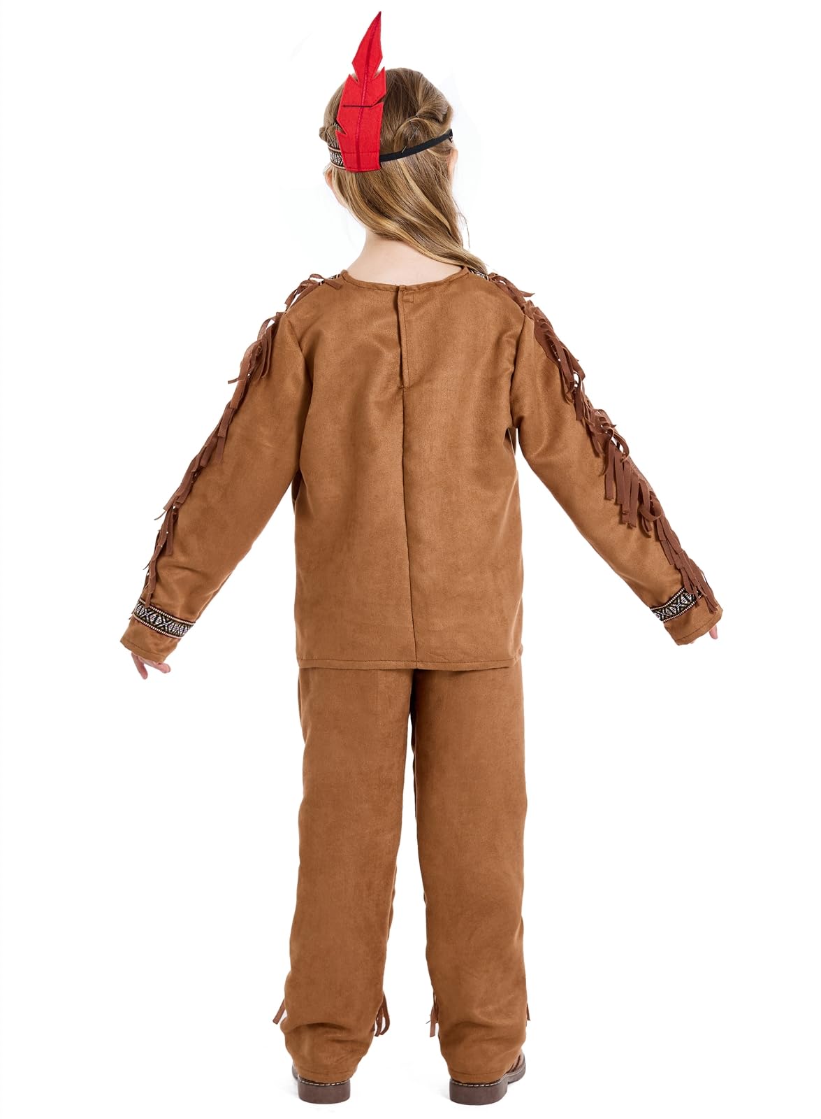 Costume da indiano per bambini e bambine, con accessori per carnevale, costume da indiano, per bambini, cosplay con copricapo, collana girocollo per Halloween
