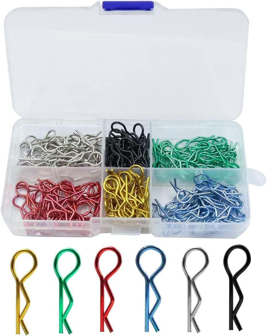 180pcs Universal RC Body Clips Car Clips Steel R Clips Stainless Steel for All 1/8 1/10 1/12 Scale Traxxas Redcat HPI Himoto HSP Exceed RC Car Parts Truck Buggy Shell Replacement