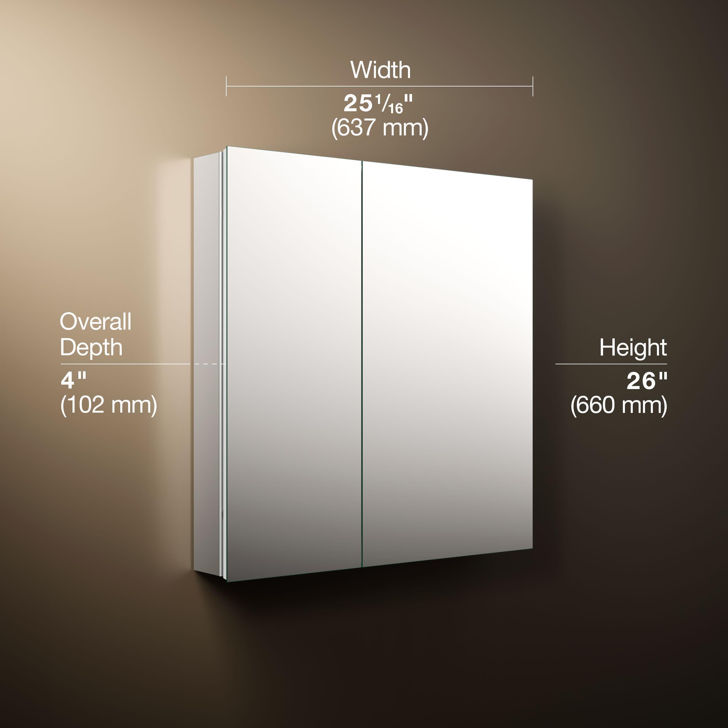 KOHLER Embark Slim Armoire à Pharmacie rectangulaire à 2 Portes en Aluminium 63,5 x 66 cm