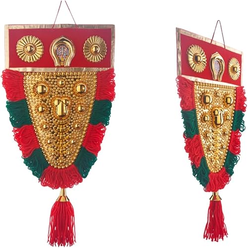 Miniatura 1 de Vgotcha Nettipattam - Decoración colgante de 1 pie 17 pulgadas x 10 pulgadas para decoración del hogar, habitación de puja, decoración de pared de