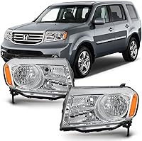 ACANII Chrome Housing Headlights for 2012-2015 Honda Pilot SUV - DOT/SAE Approved Driver & Passenger Assemblies