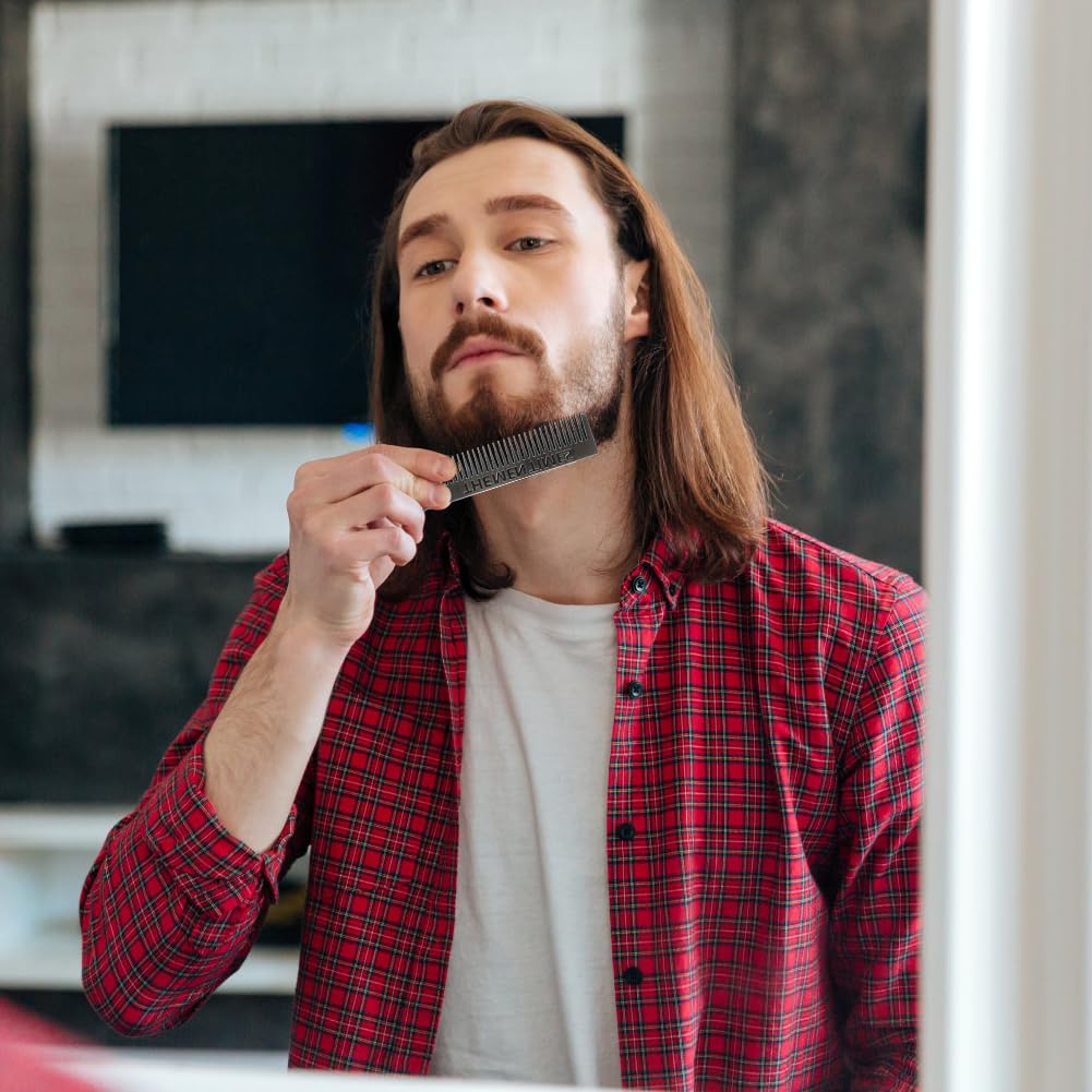 Metalowe grzebienie do brody, grzebień do wąsów z drobnymi zębami, antystatyczny grzebień do włosów i brody, grzebień fryzjerski do pielęgnacji brody, wąsów