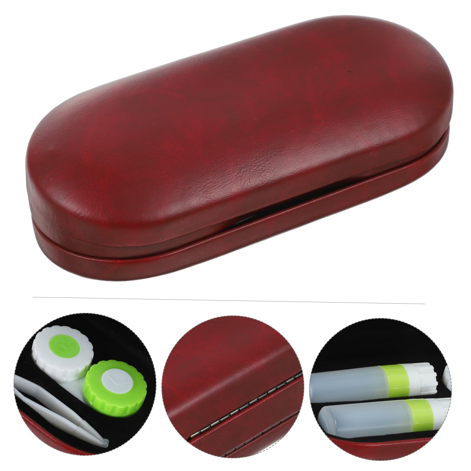 PACKOVE 2 Set Custodia Per Gli Occhiali Contenitore Per Occhiali Organizer Per Il Trasporto Degli Occhiali Astuccio Custodia Per Lenti a Contatto Da Esterno Rosso Vello Fine