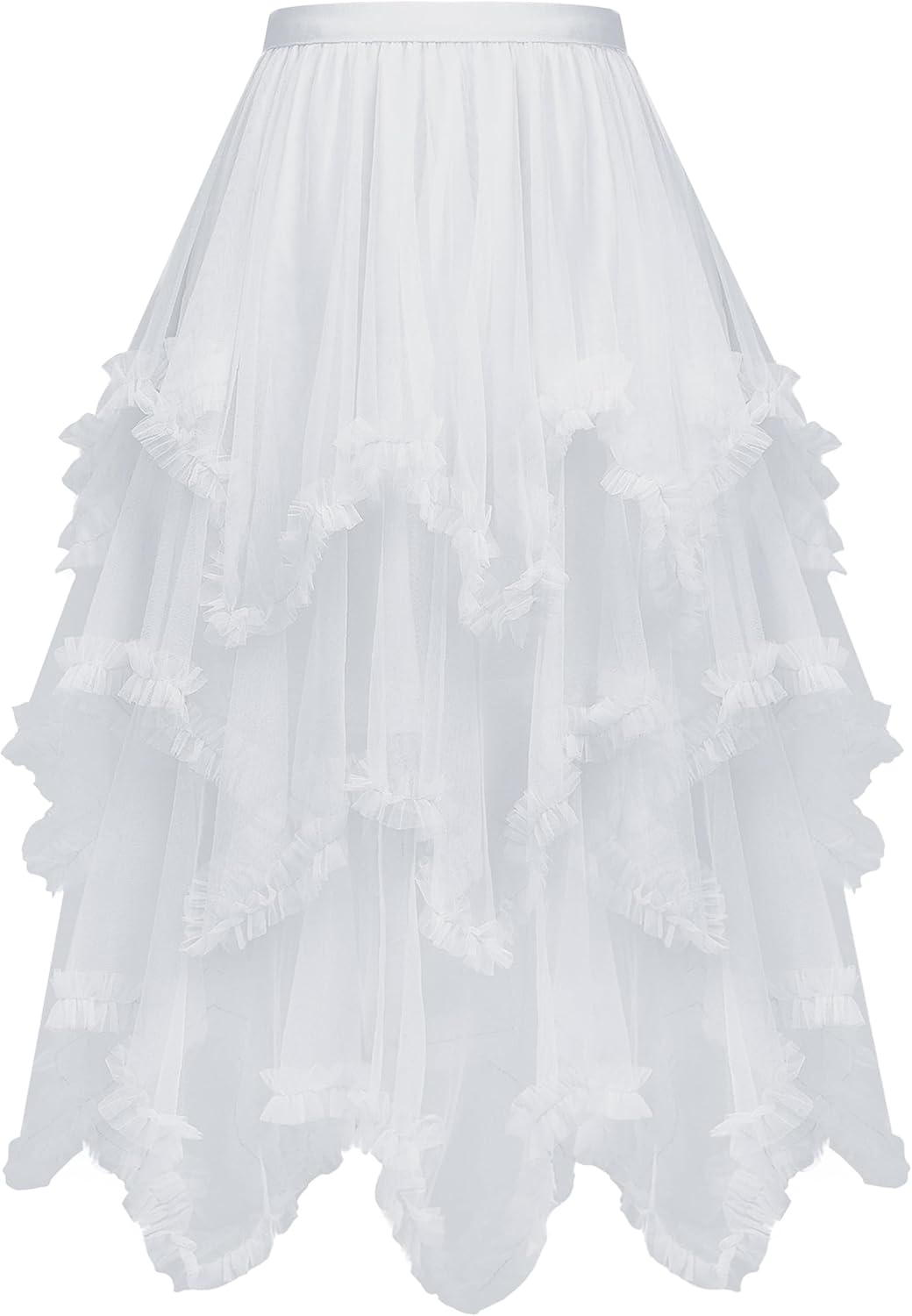 C-ZOFEK Women's Tulle Skirt, High Low Ruffle Layered Fairy Skirt for Dress Costume(Multicolor)