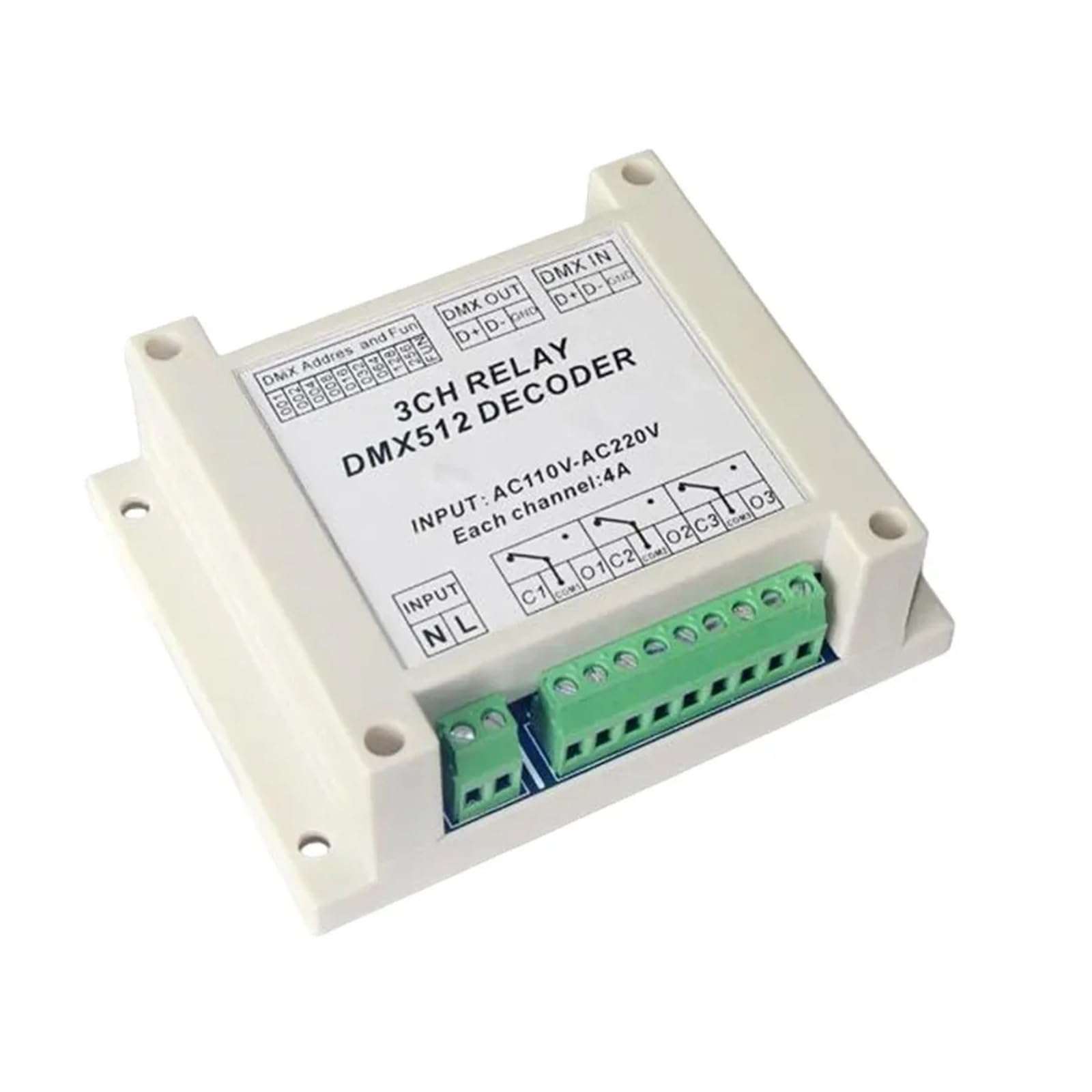 Sortie relais DMX512 contrôleur 3 voies AC220V pour boîtier d'effet