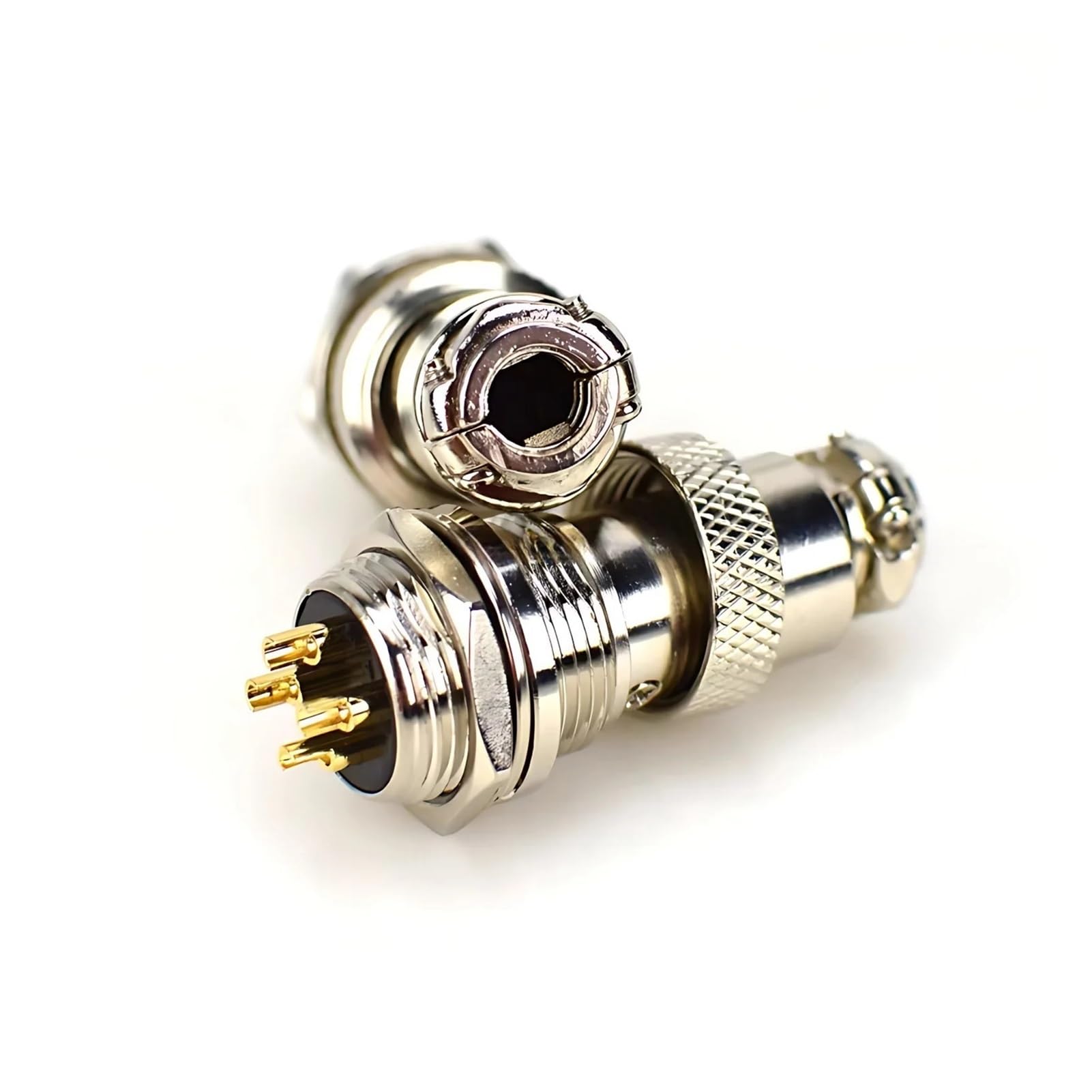 Connettore circolare per presa aviazione GX16 placcato oro - 5/20/100 set, maschio e femmina, connettori per cavo elettrico a 2-10 pin (GX16 Nut Gold Plated,20 Sets_8P)