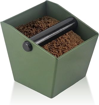 Coffee Knock Box 800ml Knock Box with Removable Knock Lever, Sage Knock Box, Coffee Grounds Knock Box, Barista Accessories, Coffee Bin for Espresso Maker Accessories Green