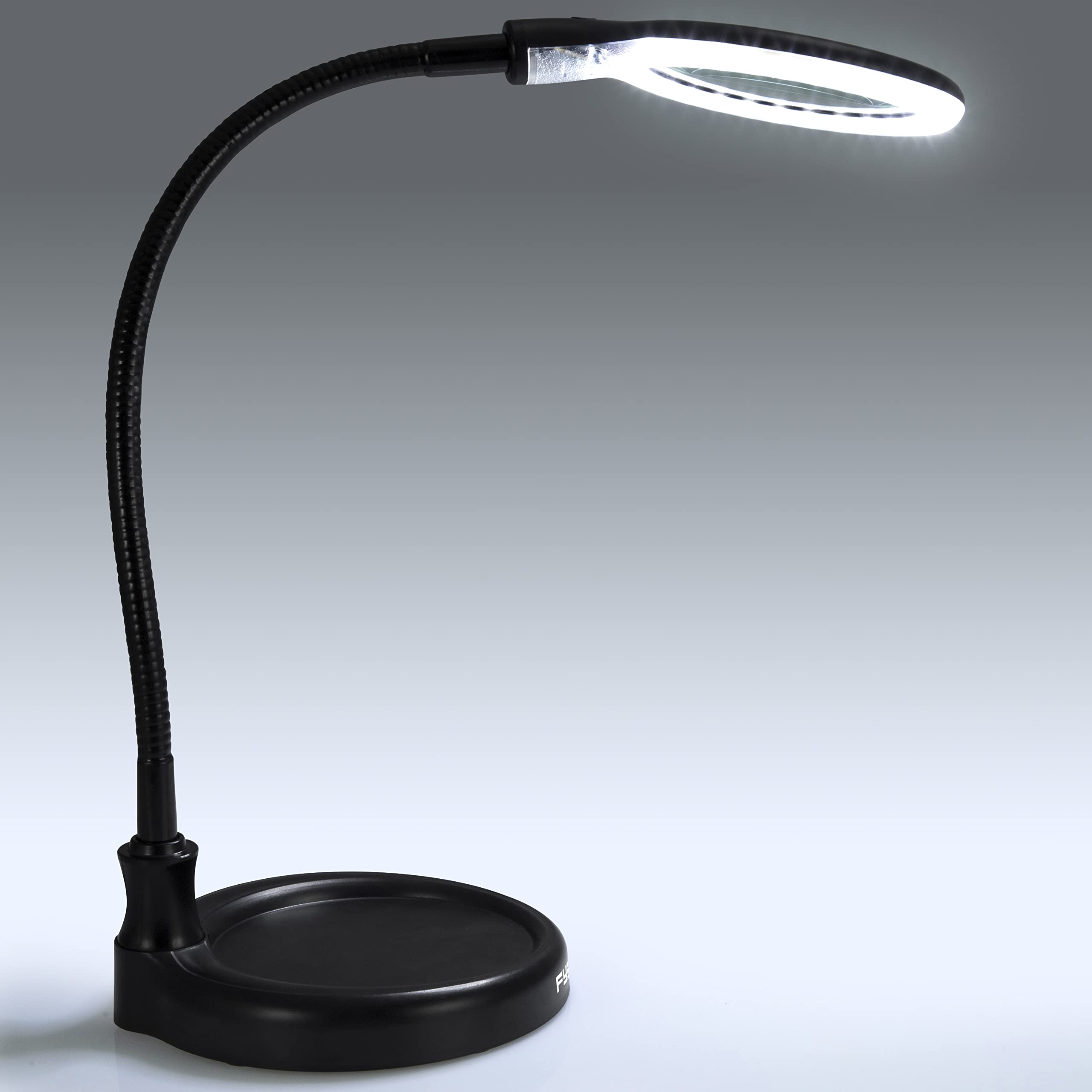 Fysic FL-25LED - Lupenlampe - Tischlupe mit Licht LED - Tischlampe mit Lupe - für Handwerkliche Arbeiten Lesen,Nähen,Hobbys,Arbeit,Sehschwäche - Schwarz
