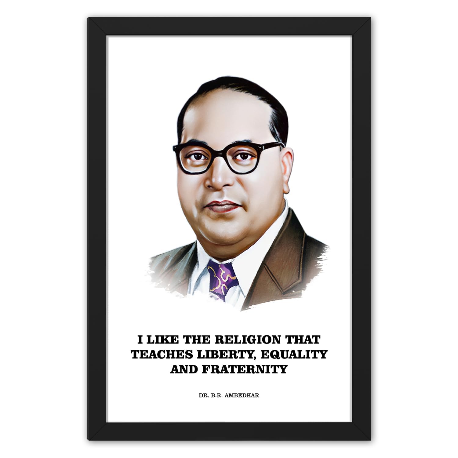 Ritwika's Motivational Leader Dr. B.R Ambedkar Artwork Photo Frame | Babasaheb Quote Poster Framed Painting | For Decor & Gift To Loved Ones | Plexiglass, Size 13.5 x 19.5 Inch, Set of 1