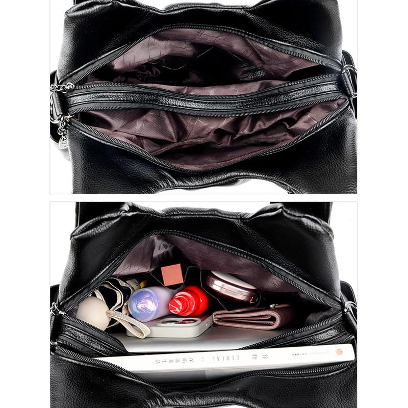 Borsa Bauletto Hobo Borsa a mano con Tracolla da Donna in Pelle Sintetica Borsa a spalla Donna Sacchetto Moda Borse Manici Lunghi Borsetta Borsa a tracolla Nero