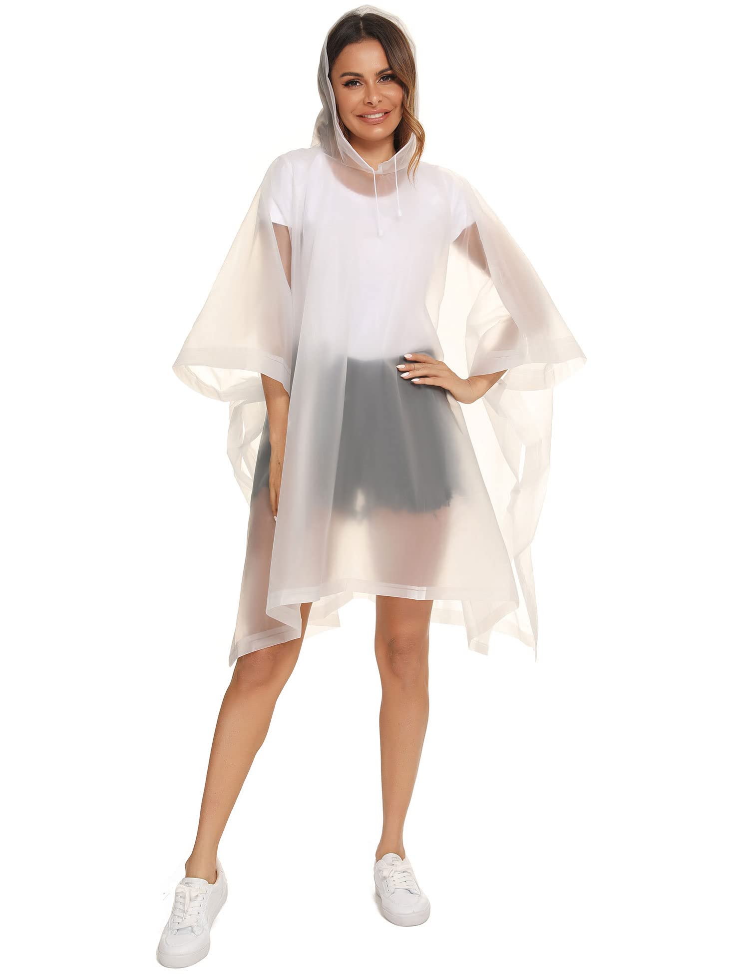 HOOMBOOMRain Ponchos for Women and Men EVA Reusable Raincoat Emergency Rain Coats with Drawstring Hood for Adults