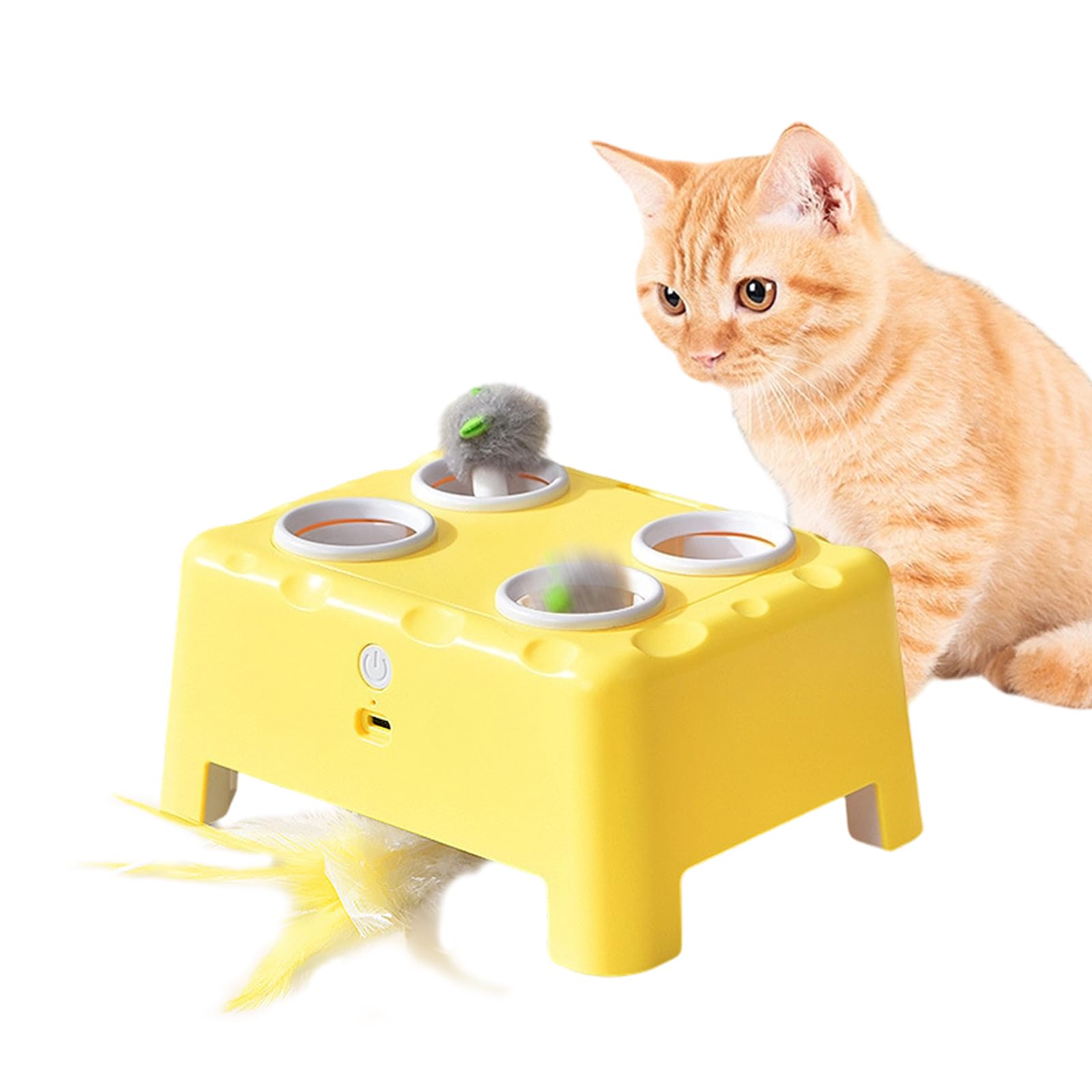 Jouets interactifs pour chat 3 en 1 pour chats d'intérieur Rotation automatique des plumes + souris Pop Out Jouet interactif pour chat pour animal domestique Jouet amusant exercice