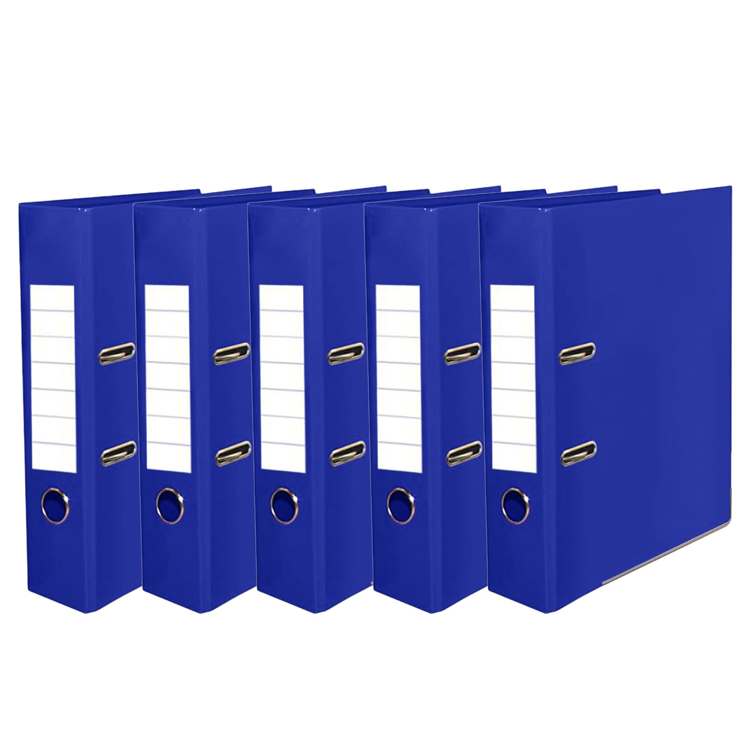 A4 Lever Arch Files Pack of 5, 75mm Wide Spine Ring Binder (Blue)