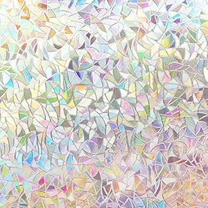 Volcanics Window Privacy Film Static Window Clings Vinyl 3D Window Decals Window Stickers Rainbow Window Film for Glass Door Home Heat Control Anti UV 17.5 x 78.7 Inches