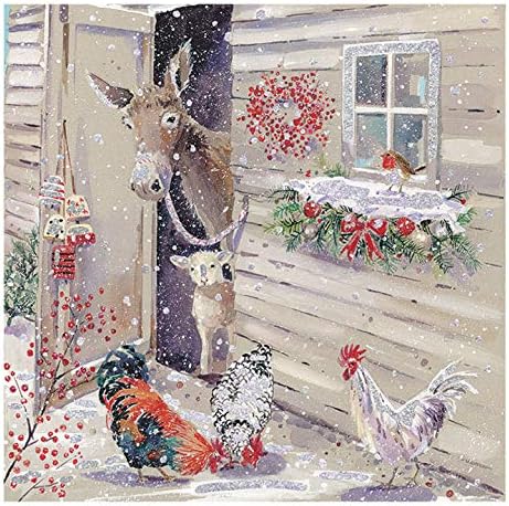 Ling Animal Charity Christmas Cards Pack of 10 Donkey Hen Snow - The Stable Door