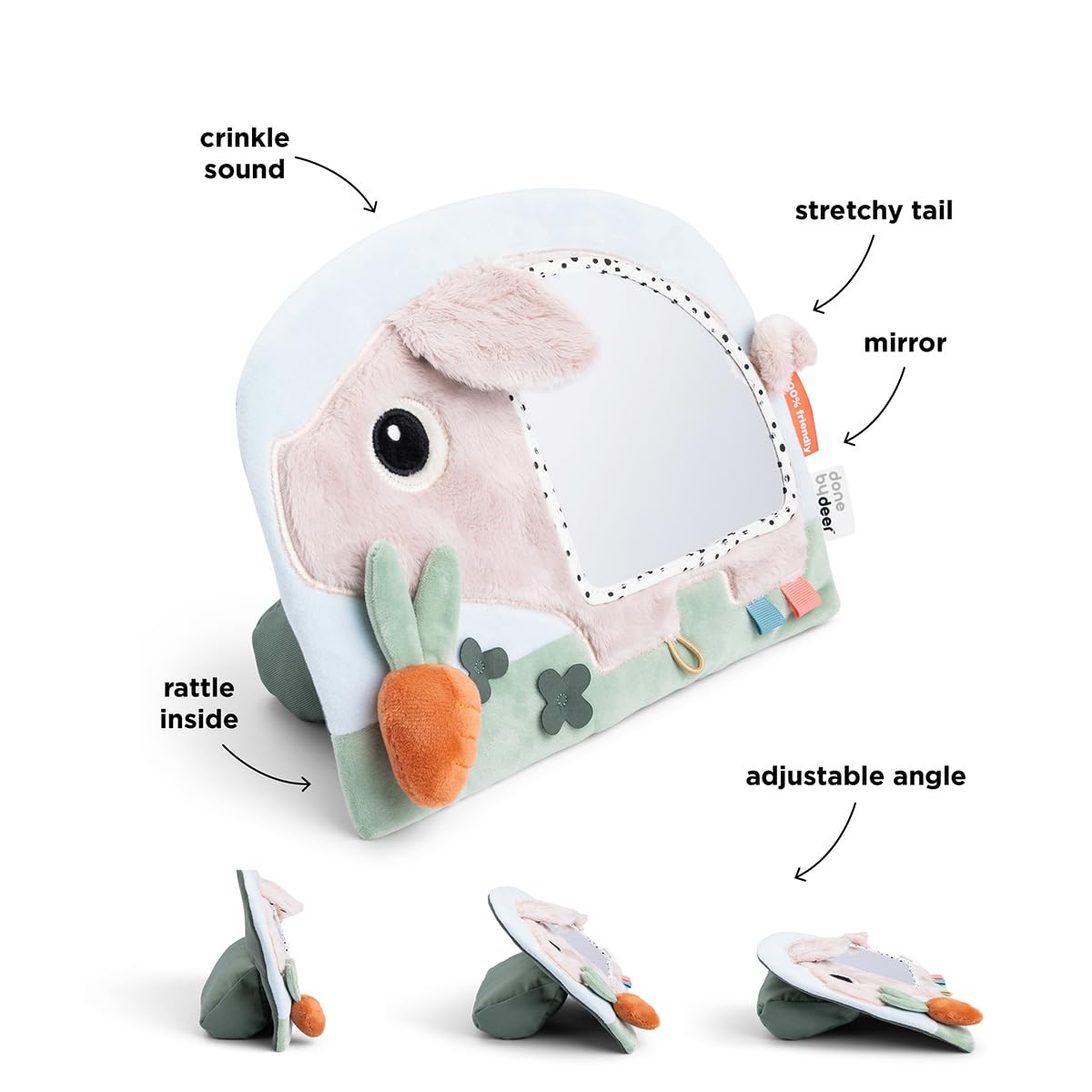 Done by Deer Specchio da gioco a terra Pigee Colour Mix – giocattolo per l'esplorazione sensoriale e la stimolazione visiva – giocattolo per bambini a partire da 0 mesi – giocattolo per attività del