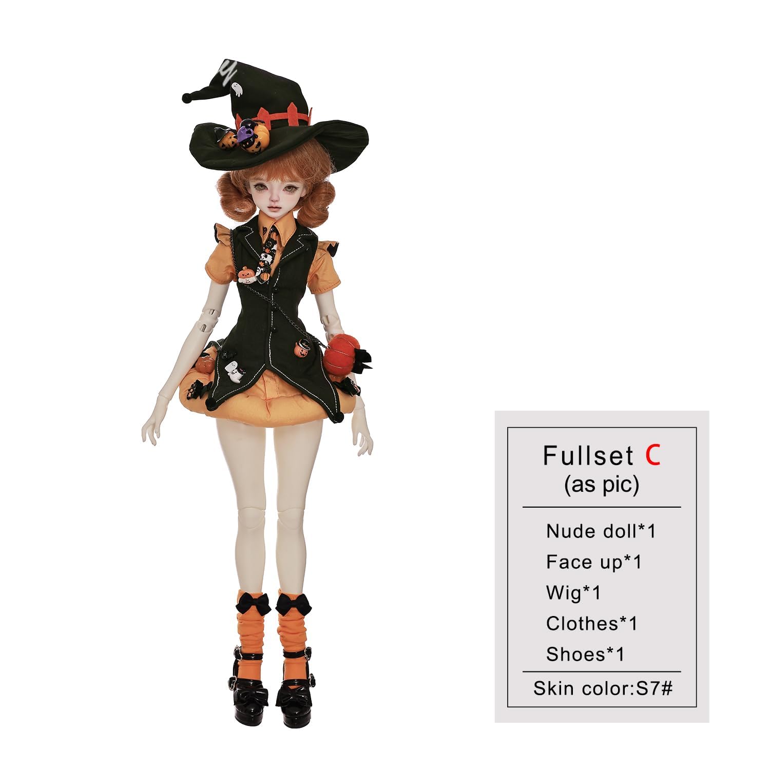 Oueneifs BJD lalka 1/4 Lynn pełny zestaw C Halloween dynia kostium sukienka styl żywica zabawka dla 15+ lat
