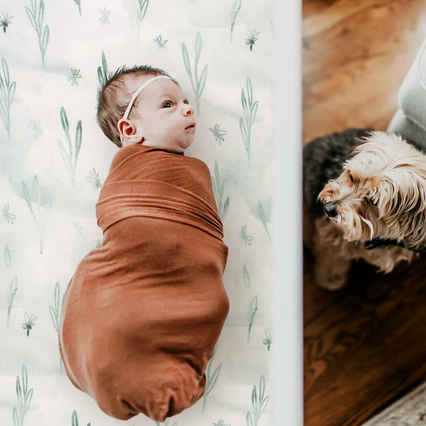 Stretch-Spannbettlaken-Set, besonders weich, Jersey, passend für alle Standard-Matratzenauflagen, sicher und anschmiegsam, Kinderbett-Spannbetttuch für Babys, stilvolle Aquarell-Tiere für Babys,