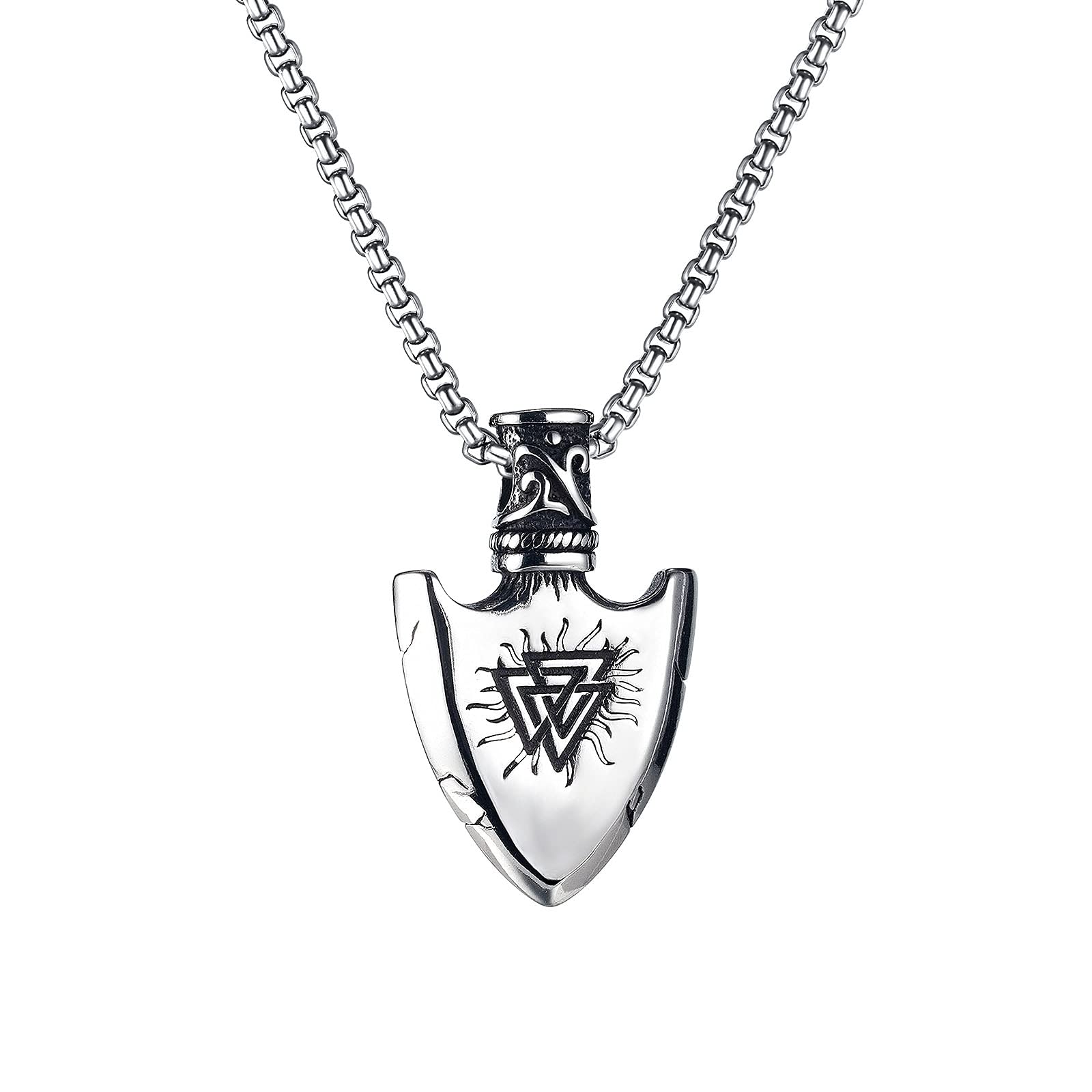 Lushly Lushyp Colgante de Brújula, Collar Vikingo de Plata, Collares de Flecha de Plata, Collares de Moda para Niños y Niñas, Colgantes Retro Europeos y Americanos, Agregan Un Buen Temperamento