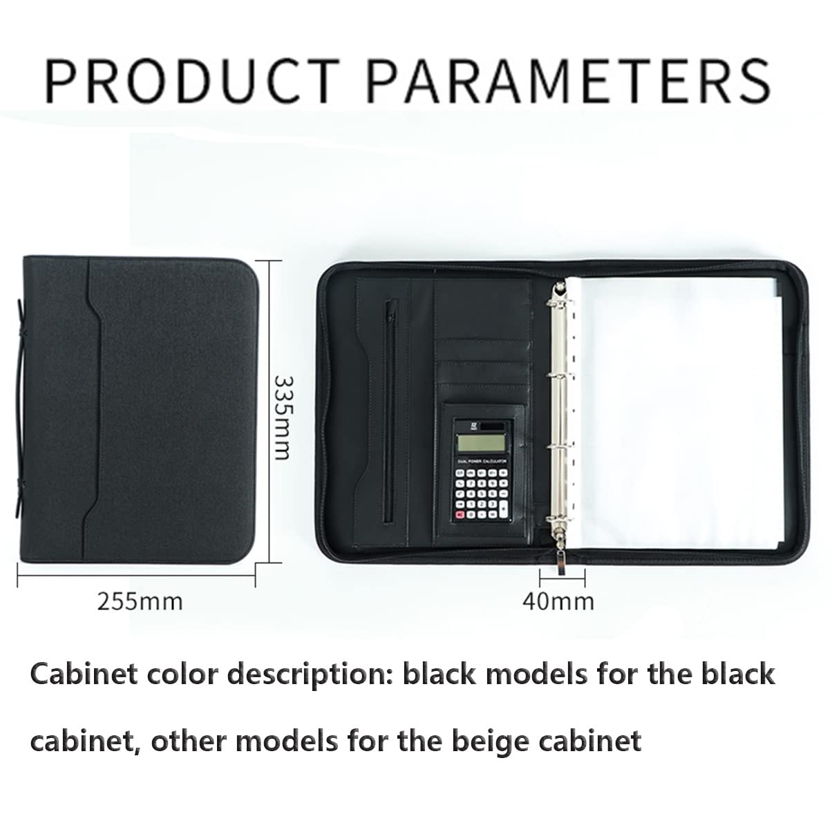 Cartella Portadocumenti A4 Portafoglio Padfolio Portafoglio in Pelle PU vegana con Cerniera e Organizer Aziendale Nascosto per Ufficio Portafoglio con Maniglia Raccoglitore ad Anelli A4
