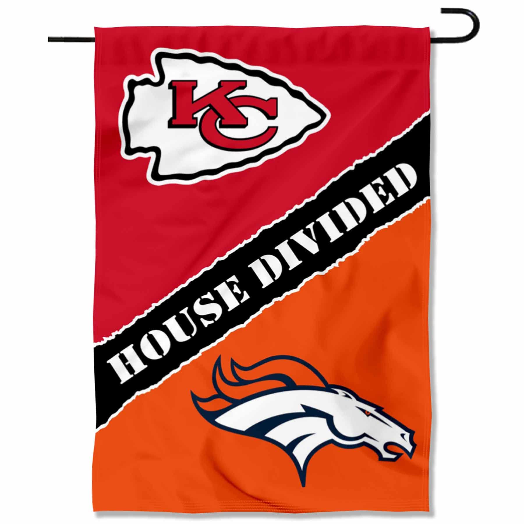 House Divided Chiefs and Broncos Double Sided Garden Flag