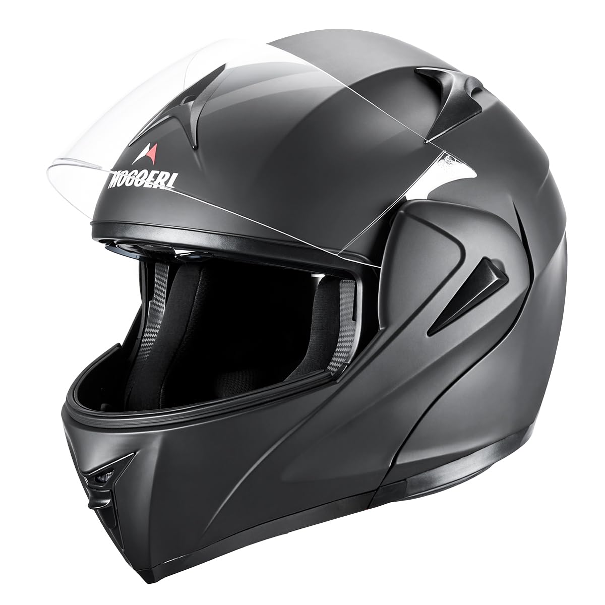 Casco Integral de Moto, Casco Modular, para Hombre y Mujer, con Viseras Dobles, Certificación ECE 22.06, Negro Mate