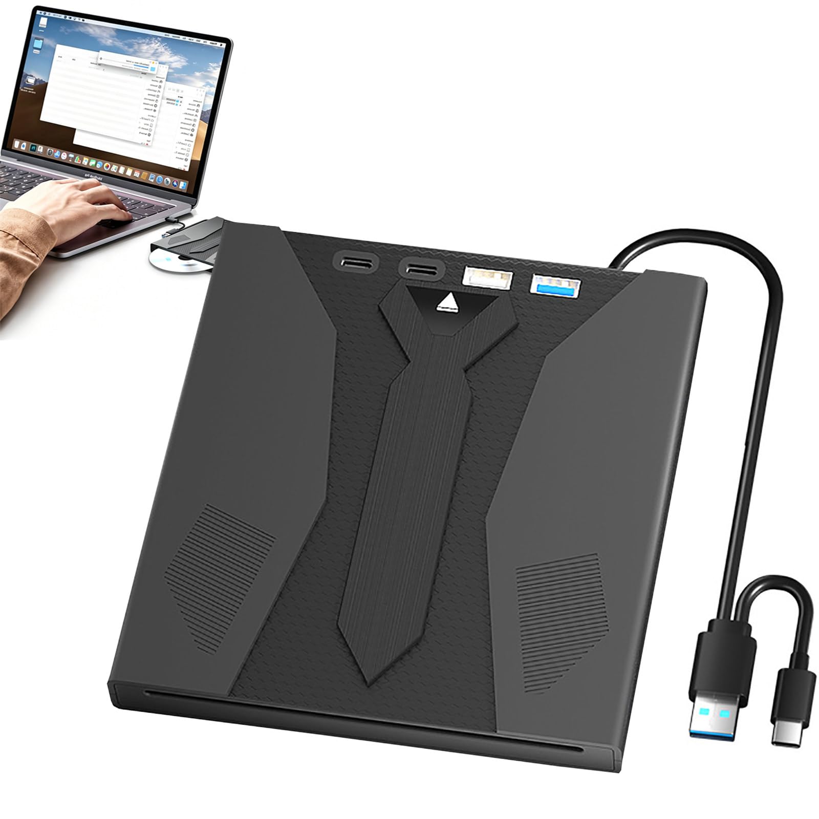 Napęd Optyczny 7 W 1 Z Ładowaniem Slotowym, Interfejs Usb 3.0 + Type-C, Obsługuje Nagrywanie I Odczyt Płyt DVD/CD, Obsługuje Rozbudowę Kart SD/TF, Do Laptopów I Komputerów