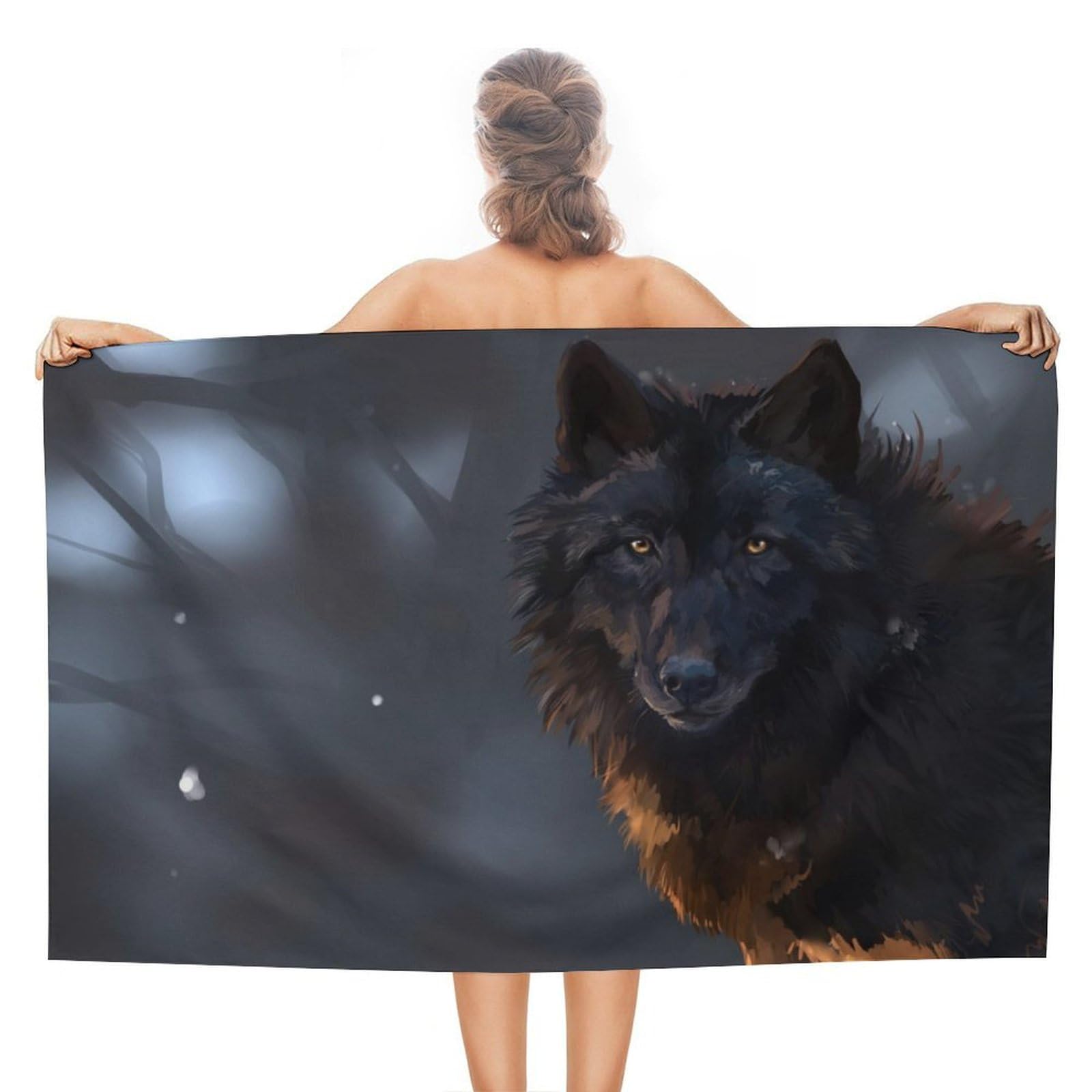 LEDFCVSU Beach Towel, Fantasy Wolf Bath Towel, Absorbent Towel for Swimming, Sports, Travel