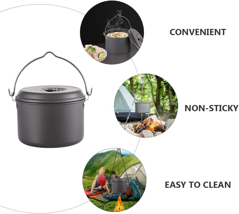 FAVOMOTO Camping Cookware Set 1pc Picnic Pot Aluminum Oxide Cooking Pot Folding Handle Backpacking Gear