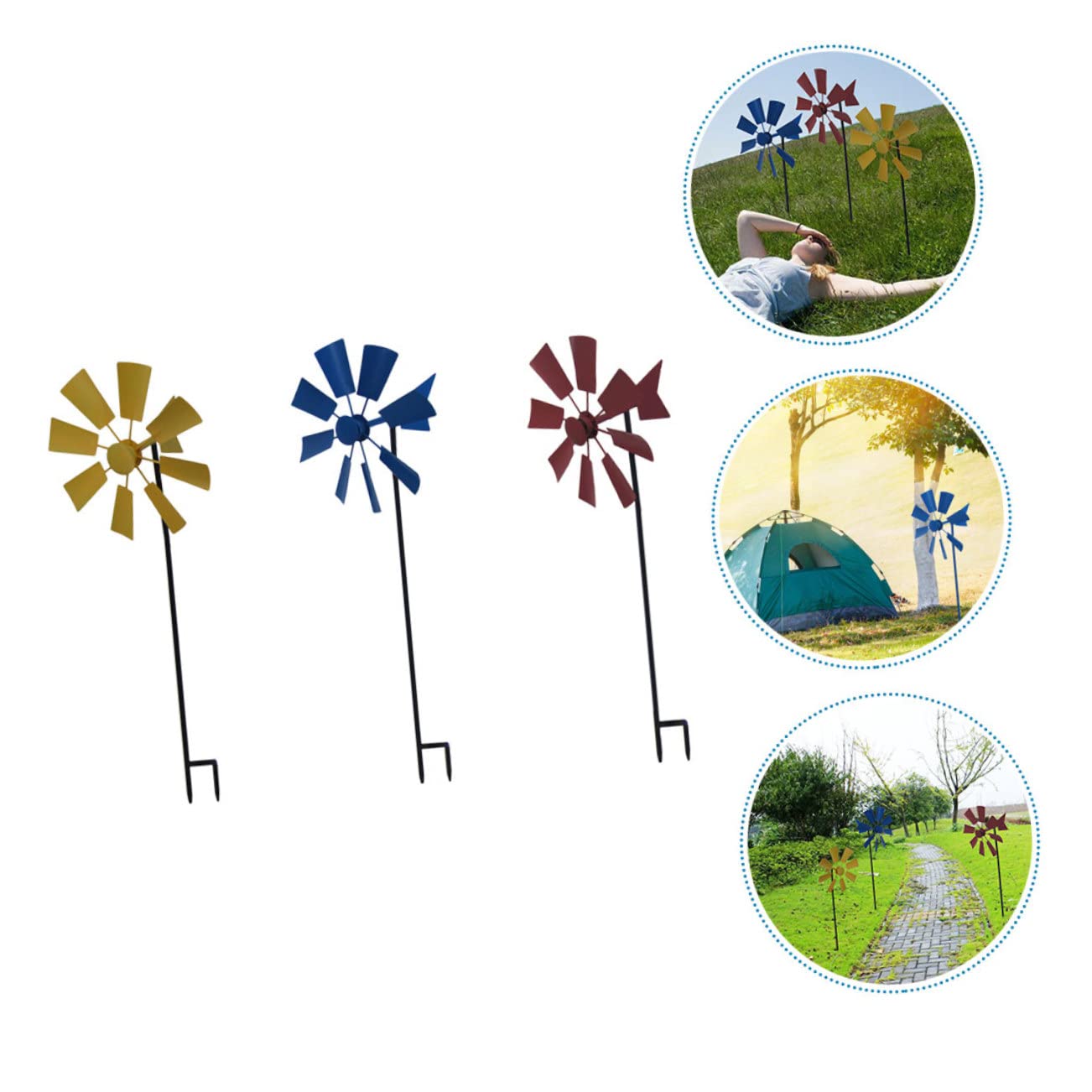 VICASKY 3stücke Garten Windmühle Aus Metall Windräder Für Garten Windmühle Für Außenbereich Filigranes Design Farbenfrohe Dekoration Für Haus Und