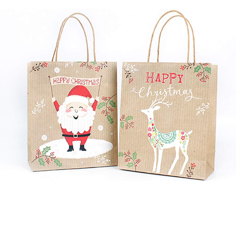 20 Pz Sacchetto in Carta Kraft Decorazione Di Natale Borse Natalizie Borsa Pupazzo Di Neve Borsa Artigianale Natalizia Portatile Sacchetto Di Caramelle