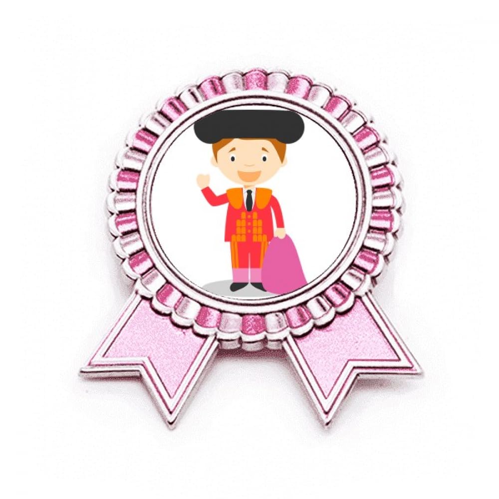 Broche torero rouge violet en métal résistant avec médaille de vainqueur - 4