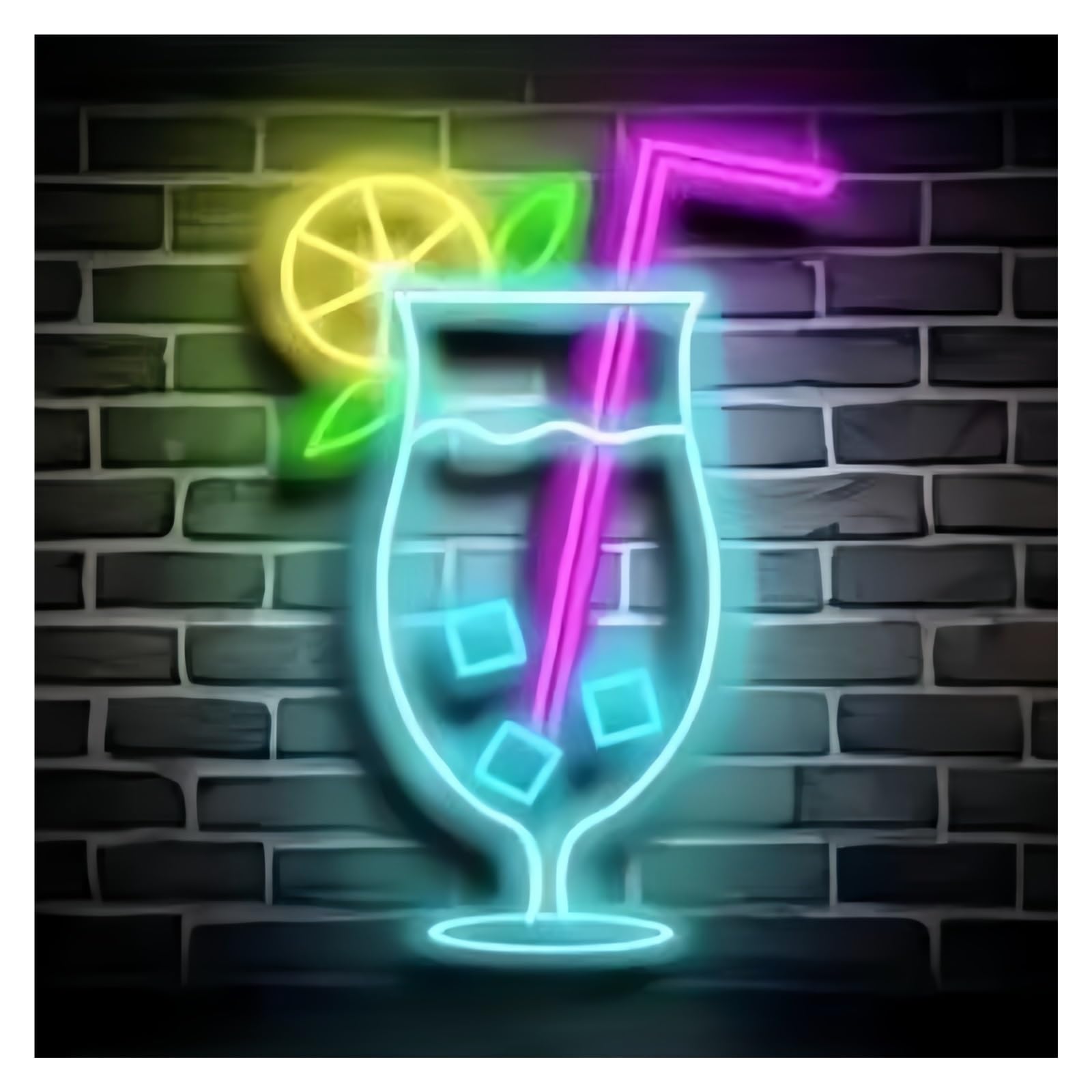 LEMST Signs Lamp Lemonade Neon Sign USB Powered Adjustable Brightness Drink Neon Lights Suitable for Bistro Wall Decoration 20cmx30cm
