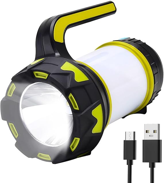 Rechargeable LED Torch, Multi-Functional Camping Lights with 6 Light Modes, Water-Resistant Lightweight Camping Lantern Torch for Power Outage Camping Emergency Hurricane Hiking Fishing