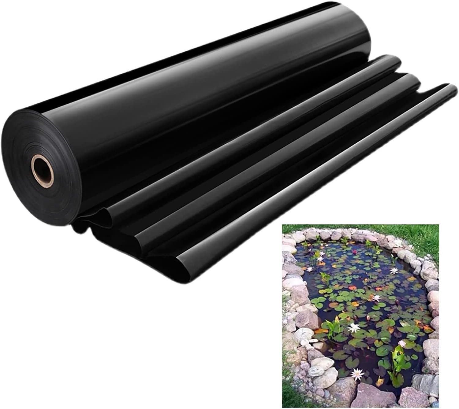Pond Liner,0.3MM Pond Skins Easy Cutting Underlayment Pond Liners for Fish Ponds,Water Features,Fountains,Waterfall and Water Gardens,Black (Size : 3x8m/9.84x26.24ft) (1x5/3.28x16.4ft)