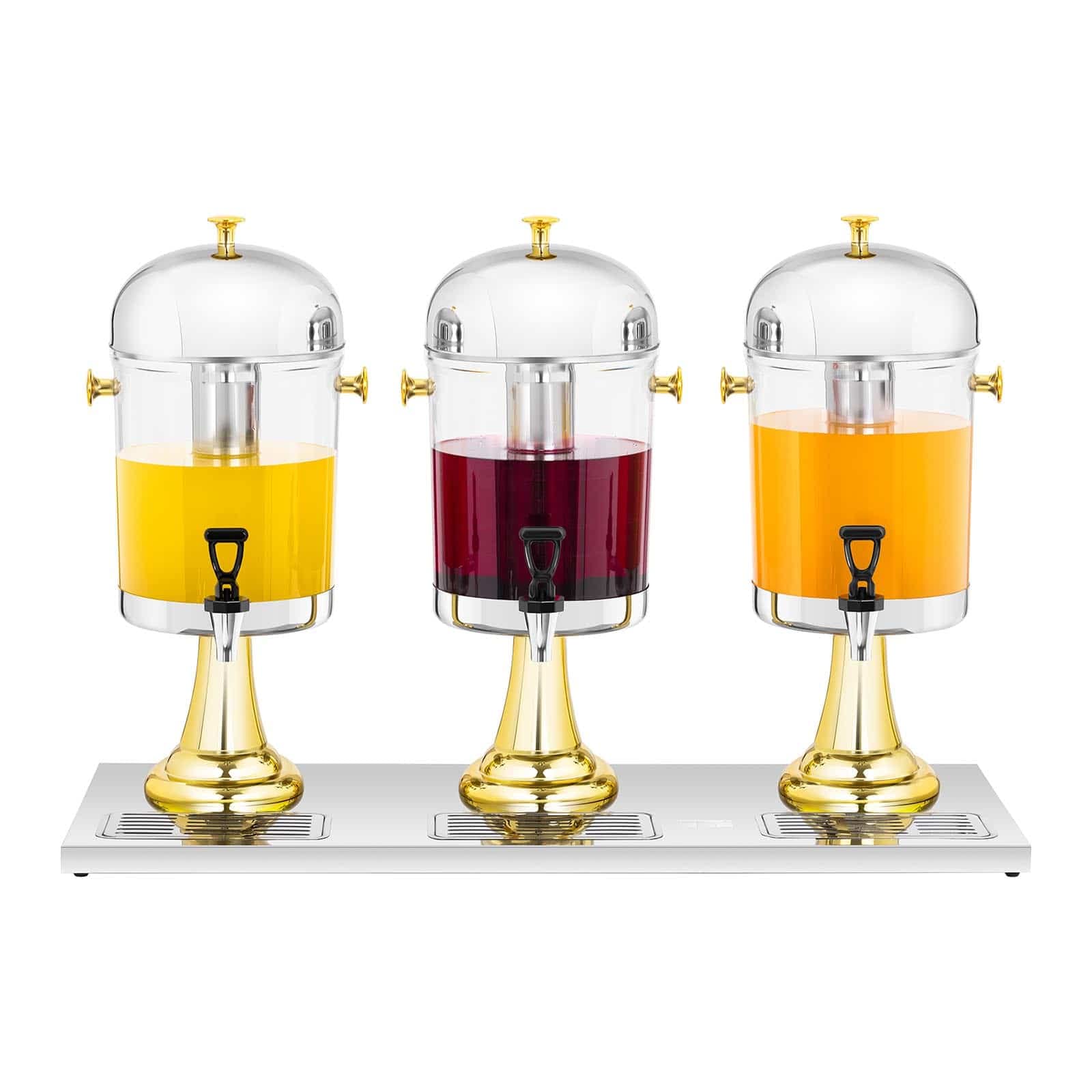 Royal Catering Dispensador De Zumo y Bebidas Frías RCSD-3G (Plástico y acero inoxidable, Capacidad: 3 x 8 L, Contenedores: Ø 22 cm, Sistema de enfriamiento)