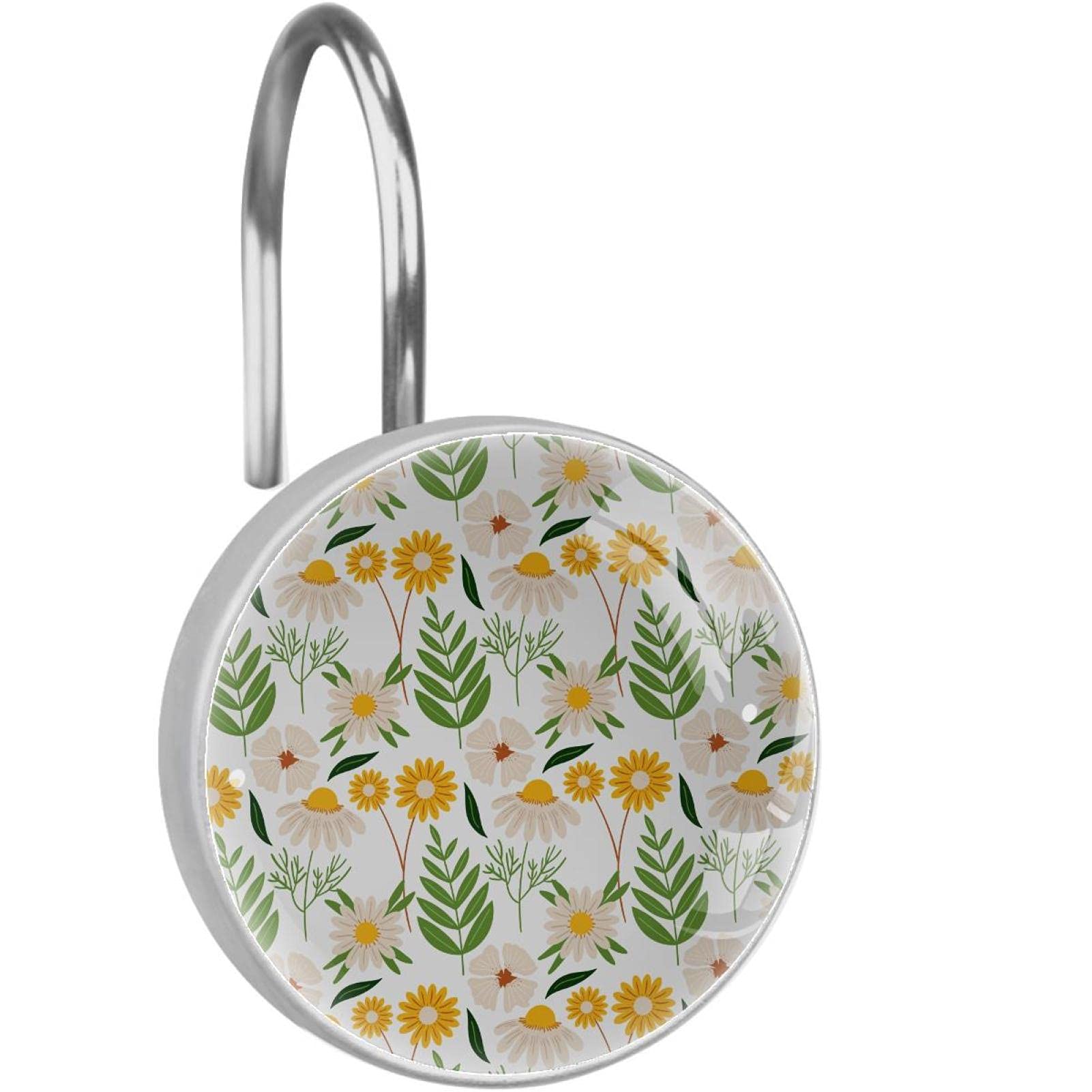 Crochets rideau de douche acier inoxydable marguerites salle de bain