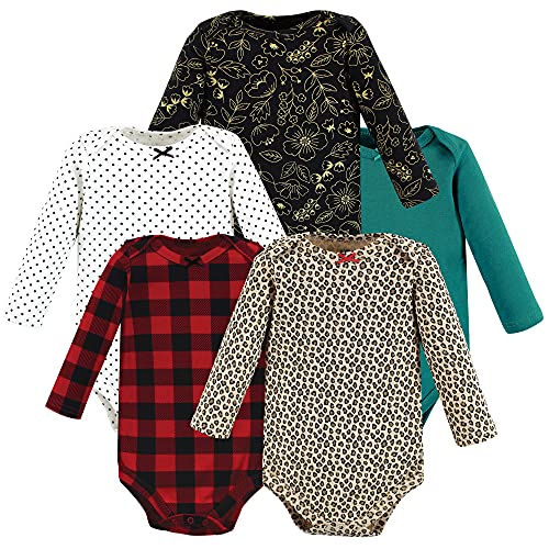 Image of Hudson Baby baby-girls Cotton Long-sleeve Bodysuits 5-pack