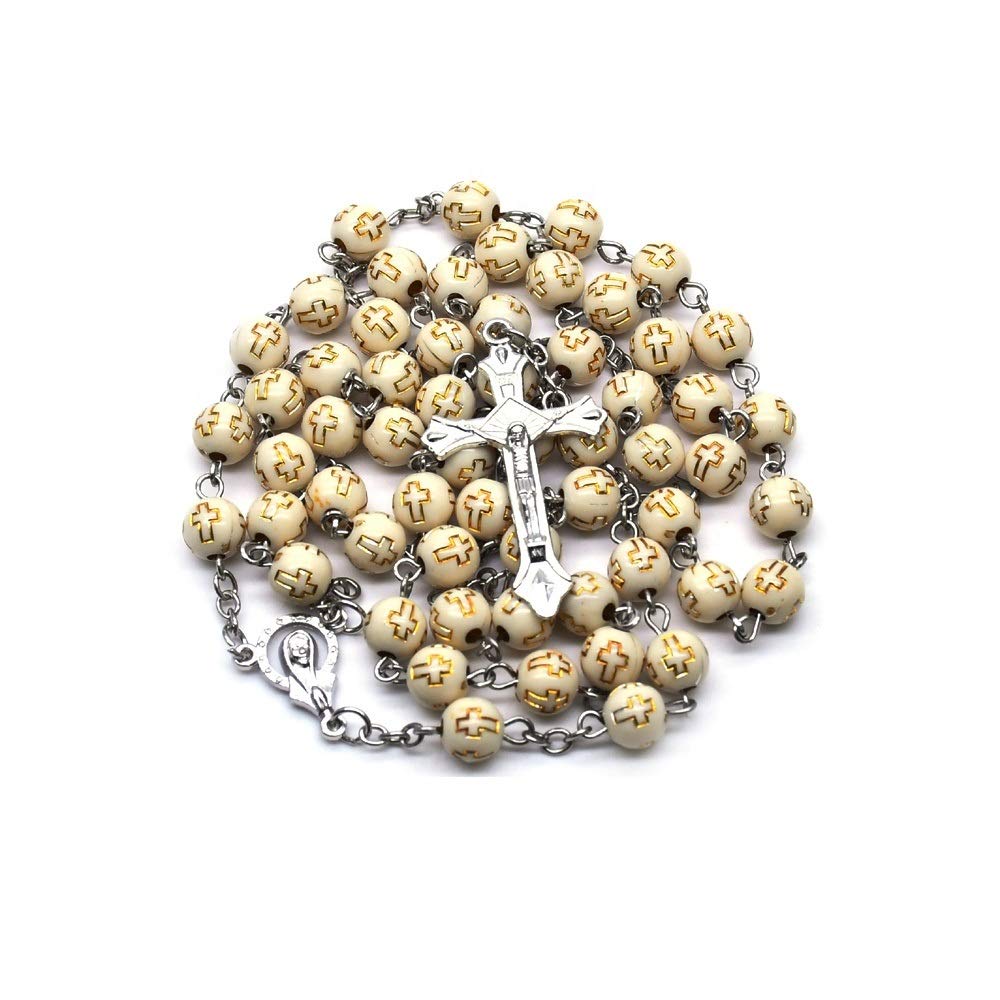 Cross Beads Five-decade Rosary Necklace Catholic Mary Religious, Eater Gift
