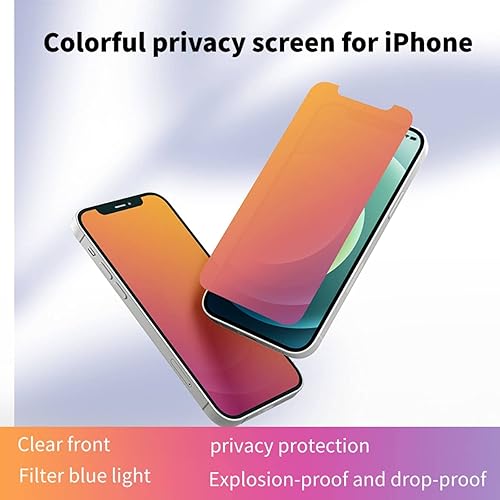 Miniatura 3 de Protector de pantalla de privacidad para iPhone 12 Pro Max (6.7 pulgadas), película flexible, degradado colorido, luz anti-azul, antirreflejo,